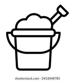 Sand Bucket Vector Line Icon Design