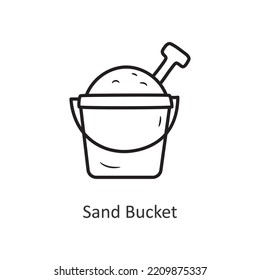 Sand Bucket Vector outline Icon Design illustration. Travel Symbol on White background EPS 10 File