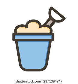 Sand Bucket Vector Thick Line Filled Colors Icon For Personal And Commercial Use.
