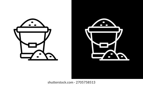 Sand Bucket White Icon Set Vector