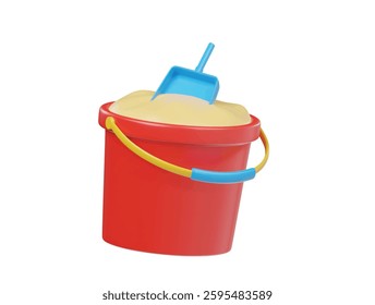 Sand buket icon 3d render illustration