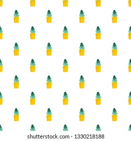Sand cactus pot pattern seamless vector repeat for any web design