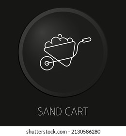 Icono mínimo de la línea vectorial del carrito de arena en el botón 3D aislado en el fondo negro. Vector Premium.