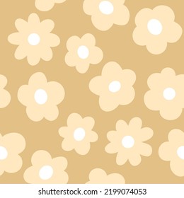 Sand Cartoon Blumen Hintergrund, Nahtloser Muster-Vektorgrafik. Einfaches, modernes Blumendesign.