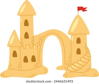 Sand Castle With Arch Vector Illustration