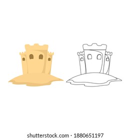 Sand Castle Beach Fill Outline Illustration