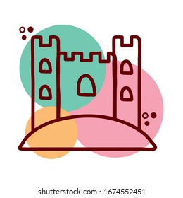 sand castle beach line and color style icon vector illustration design