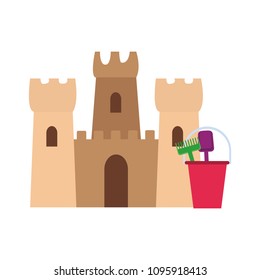 Sand castle and bucket
