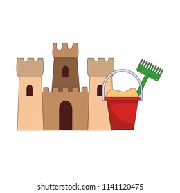 Sand castle and bucket