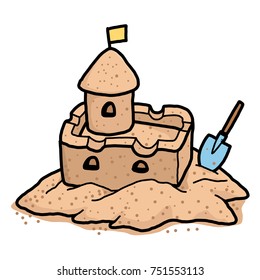 sand castle / cartoon vector and illustration, hand drawn style, isolated on white background.