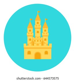 Sand castle color icon. Flat design for web and mobile