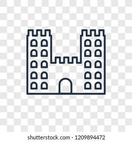 Sand castle concept vector linear icon isolated on transparent background, Sand castle concept transparency concept in outline style