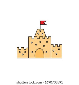 Sand castle in doodle style. Vector illustration.