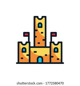 Sand castle filled outline icons. Vector illustration. Editable stroke. Isolated icon suitable for web, infographics, interface and apps.