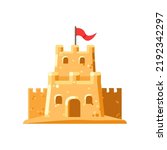 sand castle flat illustration, attractive color, vector illustration