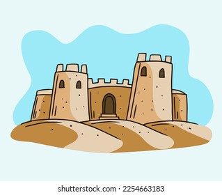 sand castle fort beach vector