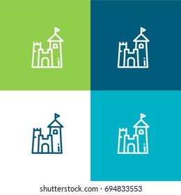 Sand castle green and blue material color minimal icon or logo design