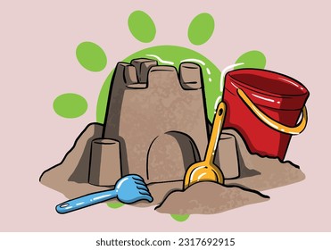 Icono del castillo de arena. Ilustración de dibujos animados del icono del vector del castillo de arena. castillo de arena, juguetes de playa aislados.