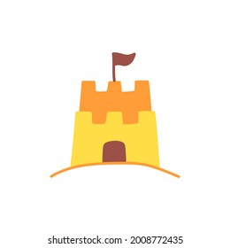 Icono de castillo de arena en icono de color, aislado en fondo blanco 