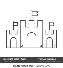 Icono del castillo de arena. Trazo editable. Ilustración del vector