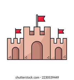 Sand castle icon. Editable stroke. Vector illustration