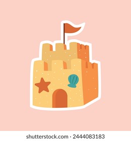 sand castle icon object sticker vector summer playing