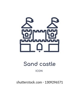 sand castle icon from summer outline collection. Thin line sand castle icon isolated on white background.