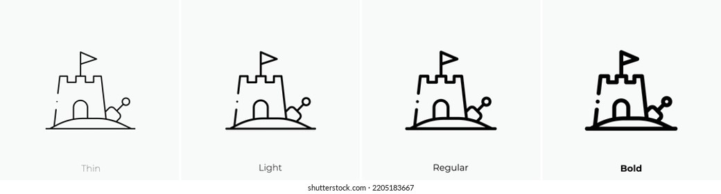 sand castle icon. Thin, Light Regular And Bold style design isolated on white background