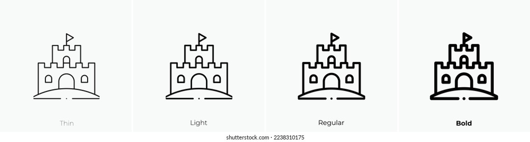 sand castle icon. Thin, Light Regular And Bold style design isolated on white background