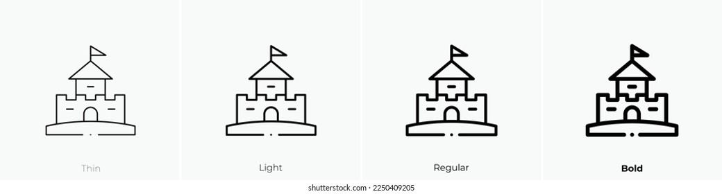 sand castle icon. Thin, Light Regular And Bold style design isolated on white background