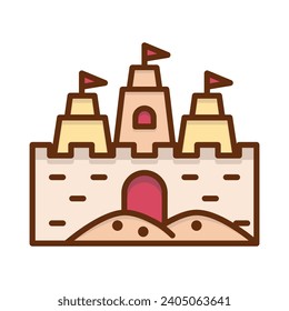 Sand castle icon vector on trendy design