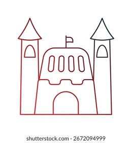 Icono de castillo de arena con fondo blanco Vector Ilustración de stock