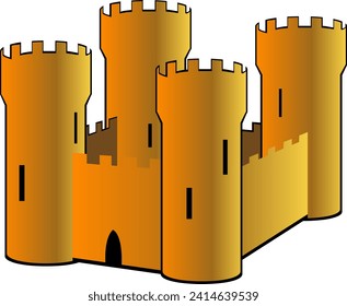 Sand castle illustration on a white background. Vector illustration.