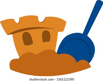 Sandburg, Illustration, Vektorgrafik auf weißem Hintergrund.