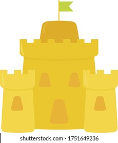 Sand castle , illustration, vector on white background