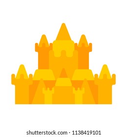 Sand castle isolated. Beach building. Vector illustration
