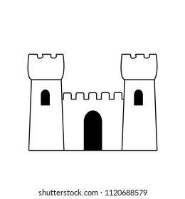 Sand castle isolated in black and white