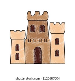 Sand castle isolated scribble