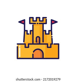 Sand Castle Lineal Icon - Summer Season Icon Vector Illustration
