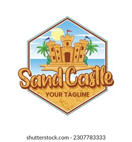 Sand castle logo design on white background svg