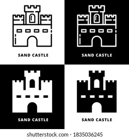 Sand Castle Logo Vector. Summer Castle Tower Icon Line And Glyph Style. Summer Holiday Symbol Illustration