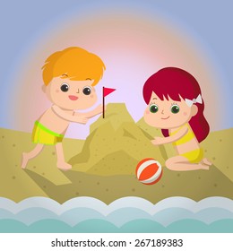sand castle Mascot cartoon great for any use. Vector EPS10.