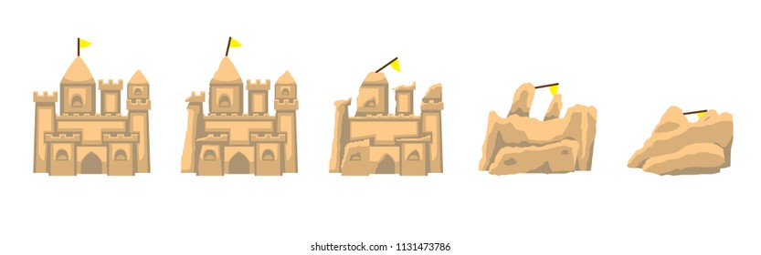 Sand Castle Melting Down Vector Illustration