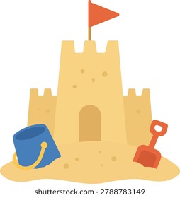Sand castle on the beach during summer vacation