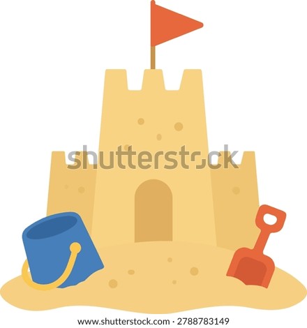 Sand castle on the beach during summer vacation