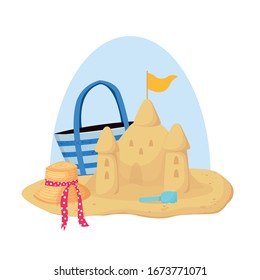 sand castle on the beach vector illustration