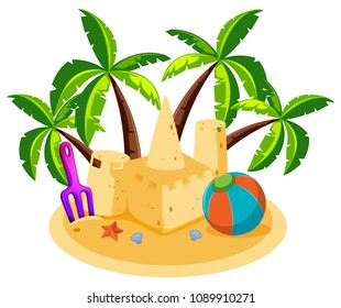 A Sand Castle on White Background illustration