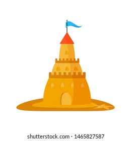 Sand castle on a white background. Vector illustration in flat design