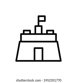 Sand castle outline icon vector illustration, summer season logo design template inspiration