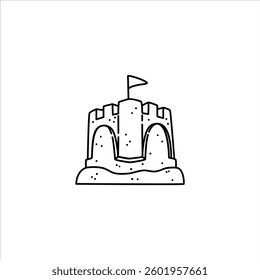sand castle outline illustration. sand castle black line illustration.

